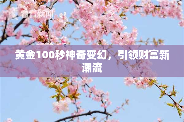 黄金100秒神奇变幻，引领财富新潮流