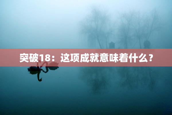 突破18：这项成就意味着什么？