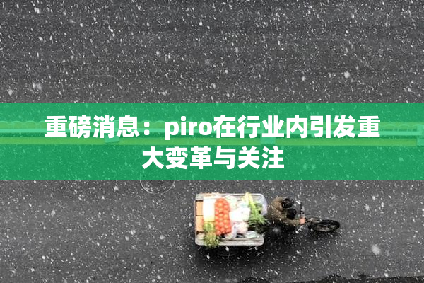 重磅消息：piro在行业内引发重大变革与关注