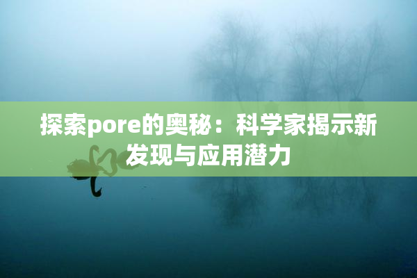 探索pore的奥秘：科学家揭示新发现与应用潜力