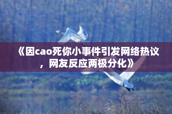 《因cao死你小事件引发网络热议，网友反应两极分化》