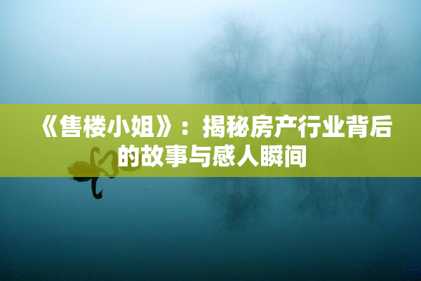 《售楼小姐》：揭秘房产行业背后的故事与感人瞬间