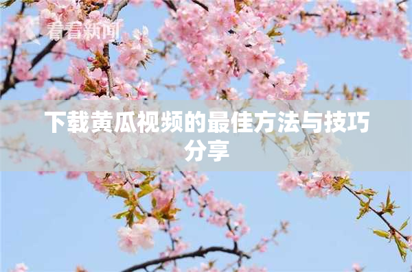 下载黄瓜视频的最佳方法与技巧分享