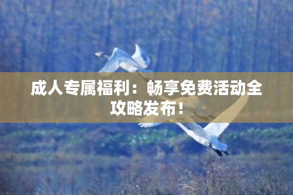 成人专属福利：畅享免费活动全攻略发布！
