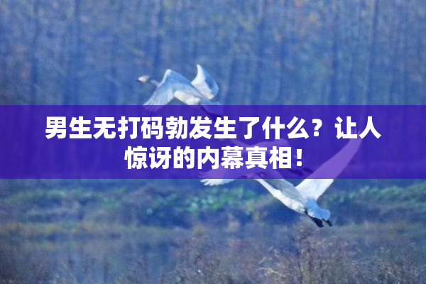 男生无打码勃发生了什么？让人惊讶的内幕真相！