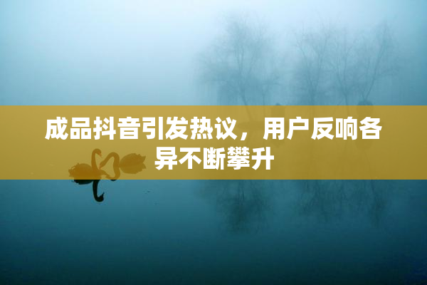 成品抖音引发热议，用户反响各异不断攀升