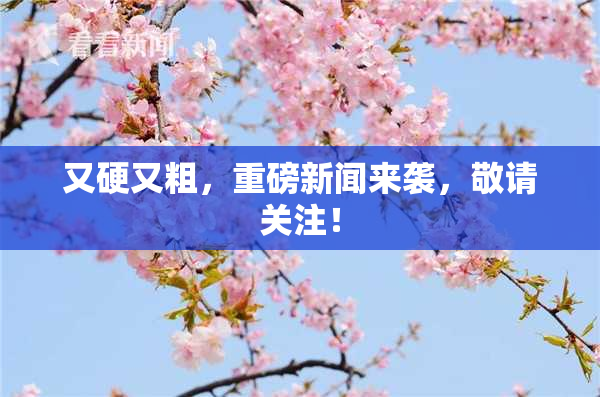 又硬又粗，重磅新闻来袭，敬请关注！